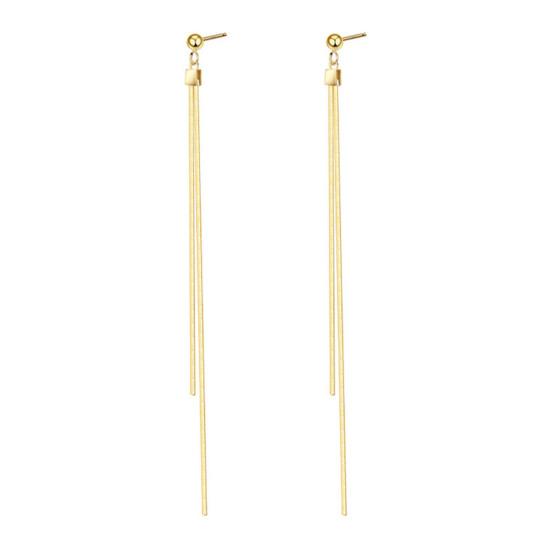 1 Pair Women Hanging Earrings Long Linear Tassel Alloy Electroplated Ear Jewelry Lady Prom Cocktail Party Dangle Earrings