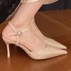 2025 New Women's Pointed Toe Sexy High Heels, Fashionable and Luxurious Patent Leather Ankle Clasp Women's Party Sandals