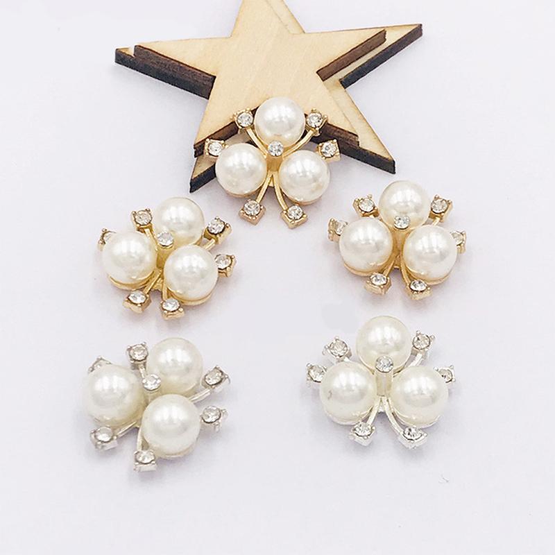10Pcs Diy Flower Rhinestones Pearl Button Wedding Decoration Sewing Decor Craft