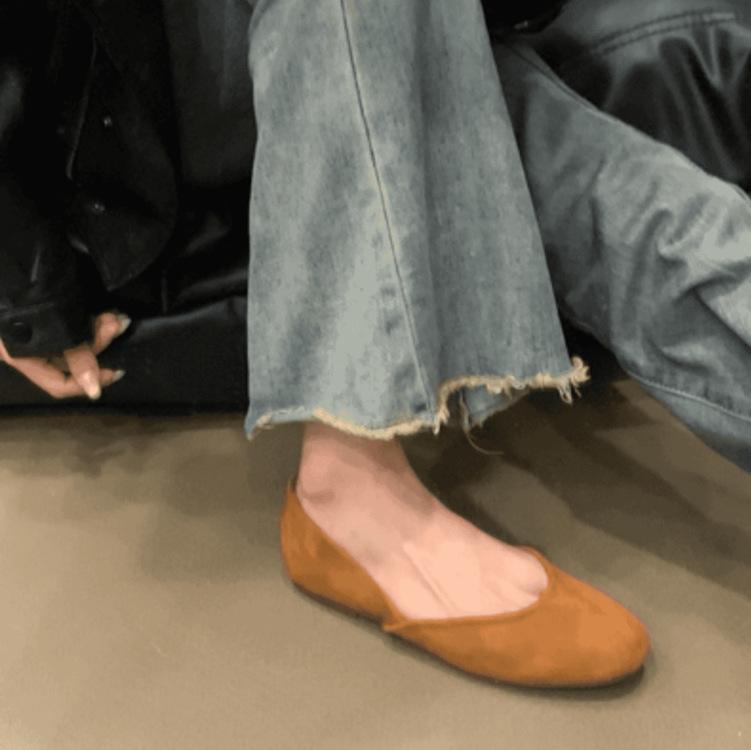 Soft Leather Version Suede Retro Soft Sole Mary Jane Shoes Women's New White Light Mouth Small Red Shoes Versatile with Skirt Single Shoes