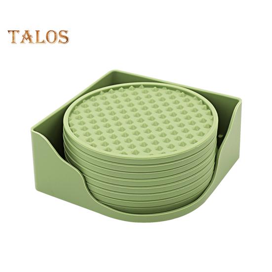 8 шт. подставка для напитков с держателем, нескользящая рифленая конструкция, силиконовая подставка, термостойкая, можно мыть в посудомоечной машине, коврик для чашки, принадлежности для бара