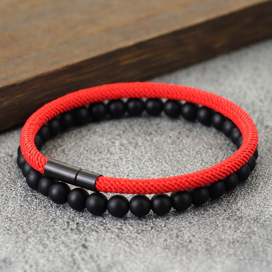 Noter Набор из 2 мужских браслетов Класс А 4 мм Шнур Черный Красный Счастливый Браслет Для Кемпинга На Открытом Воздухе Велосипеда Аксессуары Для Рук Pulseria Hombre