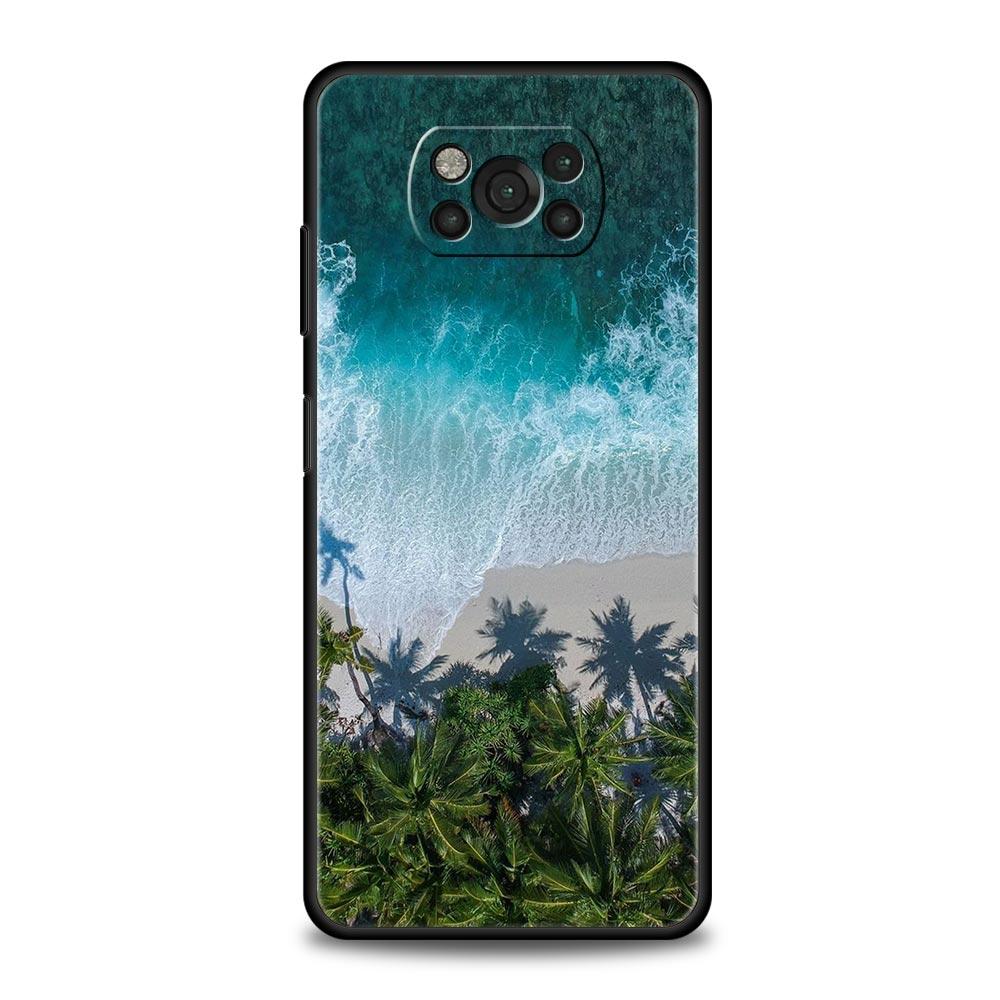 Чехол для телефона для Xiaomi Poco X6 X5 X4 Pro 5G X3 NFC F5 F4 M5 M4 M3 F3 GT C51 C50 C55 Мягкий силиконовый Черный чехол Пейзажное искусство