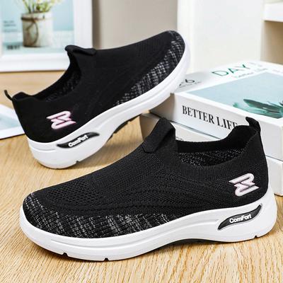 Туфли женские универсальные летние сетчатые дышащие повседневные туфли с одной педалью старые пекинские тканевые туфли мягкая подошва мягкая поверхность материнская обувь