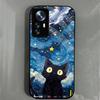 Чехол для Xiaomi 12T Pro 12 12X Mi Lite Redmi Note 12S 4G Аниме Черная Кошка Звездное Облако Печать Чехол для Телефона Акриловая Жесткая Задняя Крышка С Гибким TPU Краем