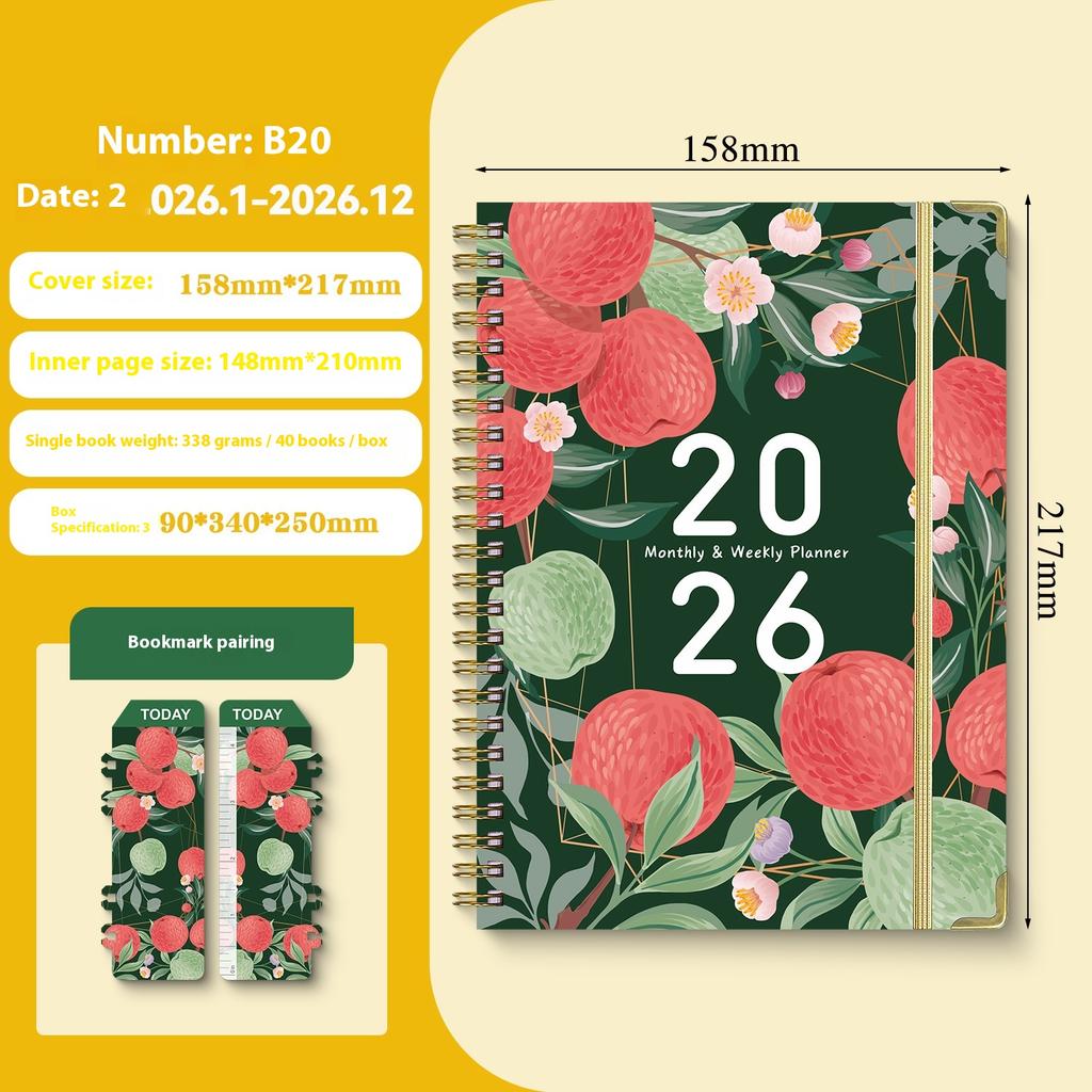 English Notepad A5 Coil English Notebook Diary Plan Book Work Exercise Schedule Book