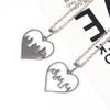 Couple Love Heart Flame Pendant Necklace Sets Gothic Punk Hip Hop Hallow Heart Fire Clavicle Necklace Stainless Steel Jewerly