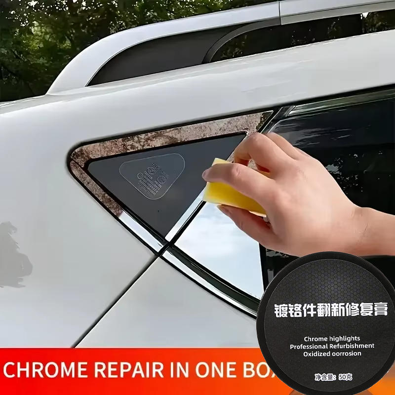 Паста для полировки и восстановления хрома автомобиля - Полироль для металла для дверных ручек, оконных молдингов - Удаляет ржавчину, водяные пятна и окисление