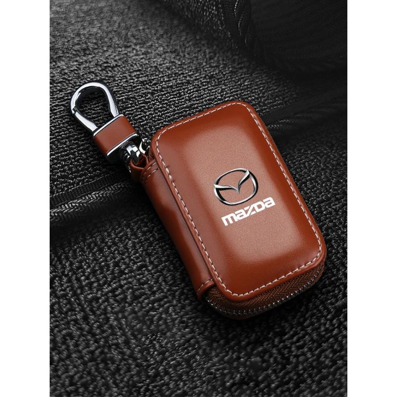 1Pcs Leather Emblem Car Key Case Keychain Zipper Key Case Bag For Mazda CX5 2 CX3 CX9 MX5 RX8 Axela Demio MS CX5 2 Axela Demio Atenza MS GJI GH BK MP