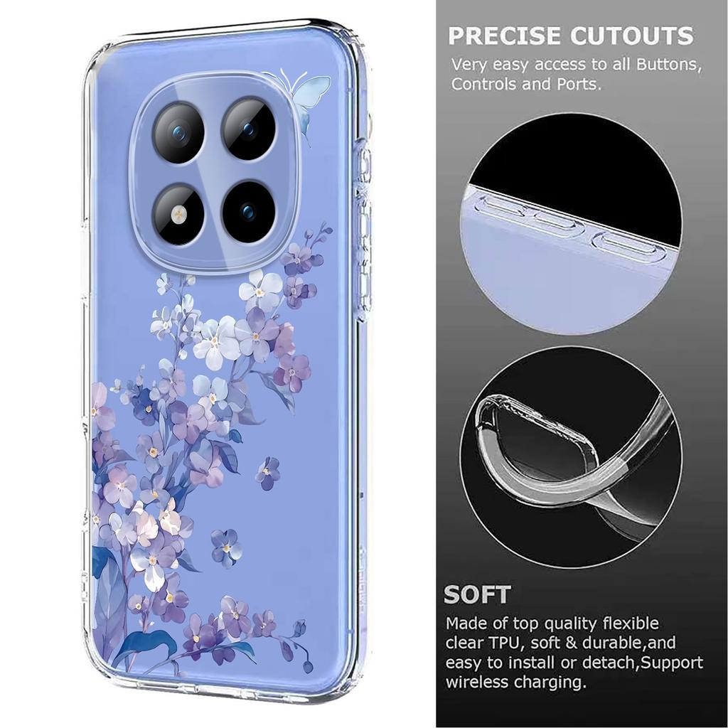 For Xiaomi Redmi Note 15 Pro+ 5G Case Butterfly Floral Pattern Printing TPU Phone Back Cover