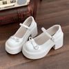 Fashion Fashion New Solid Color Bowknot Lolita Shoes Women's Chunky Heeled Mary Jane Shoes Women's Elegant Platform Party Dress Pumps