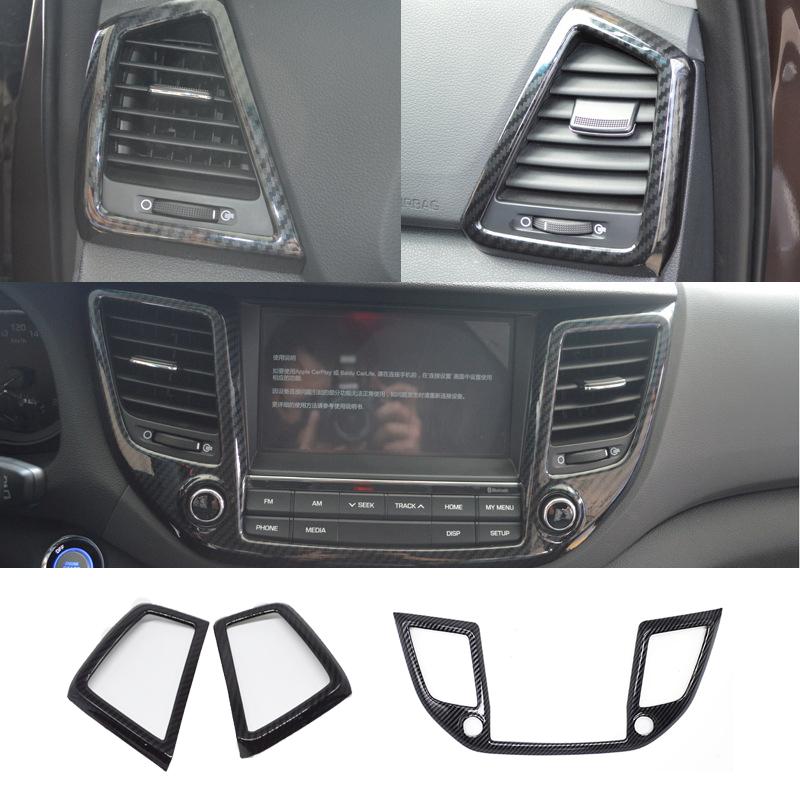 Для Hyundai Tucson 2015 2016 2017 2018 Накладка на центральный воздуховод приборной панели Стиль карбона Аксессуары для интерьера