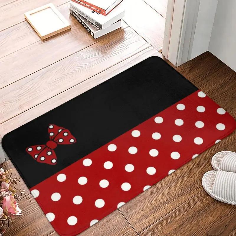 Cartoon Minnie Classic Polka Dots Front Door Mat Anti-Slip Indoor Absorbent Doormat Floor Bath Entrance Rug Carpet