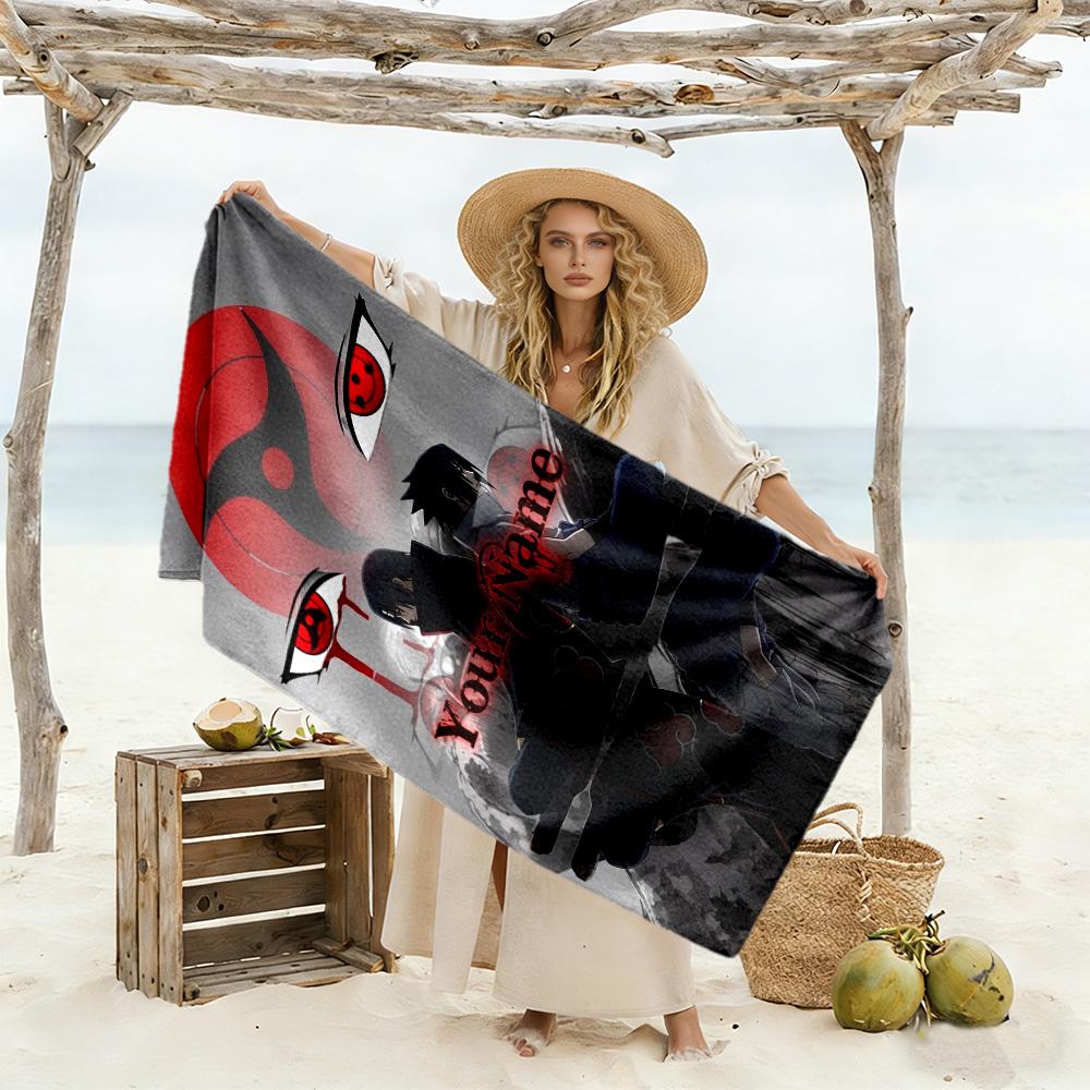 Naruto Character Customize Your Name Beach Towel Super Soft & Absorbent Ideal for Travel Outdoor Swim Pool Yoga Surf Camping Hiking Gym Gift Holiday