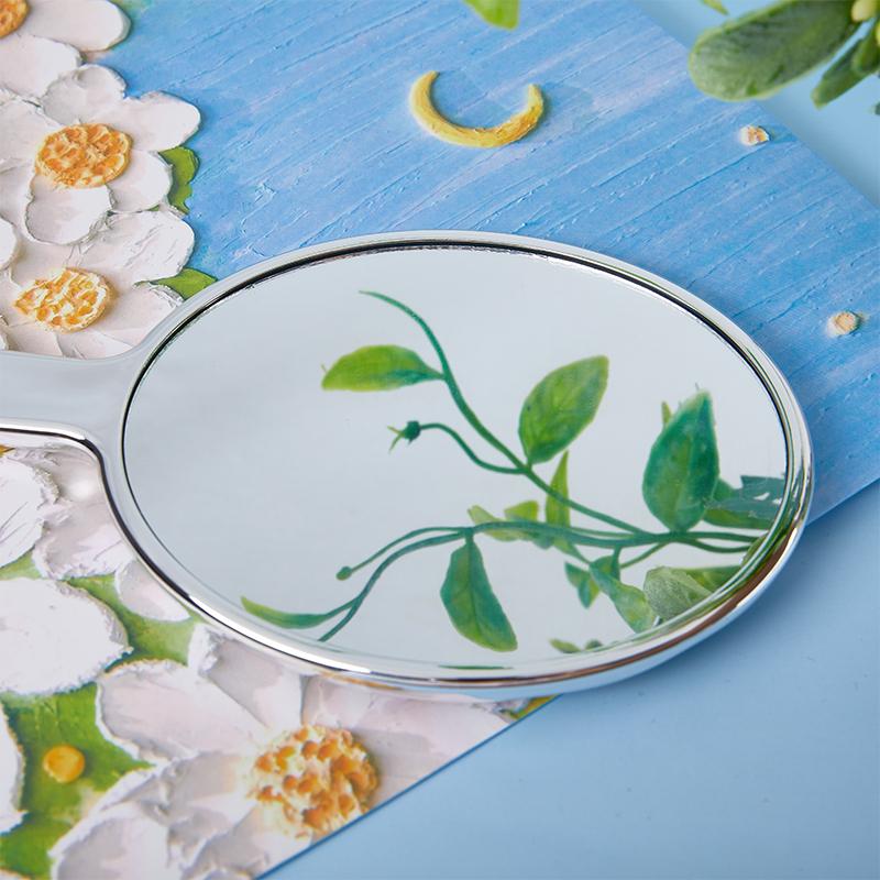 Жидкое овальное зеркало Мини ручное настольное косметическое зеркало для макияжа Дорожное металлическое портативное зеркало для красоты для сумочки