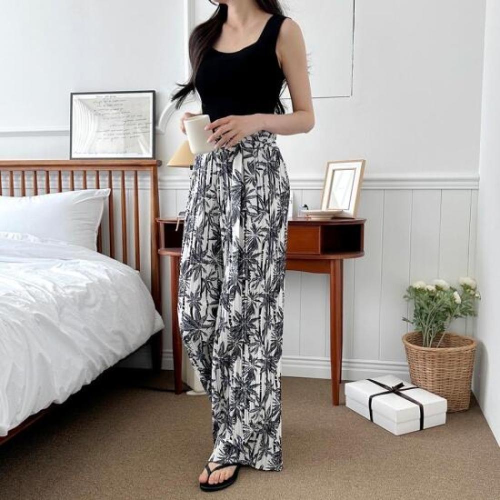 New Arrivals Open Run Women Bamboo Pattern Wild Bending Pants