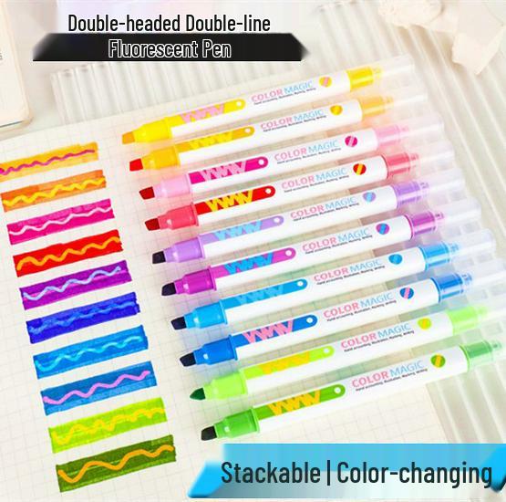 Dual-Tip Multi-color Fluorescent Glitter Pen for Journaling and Students - Creative Stationery Gift