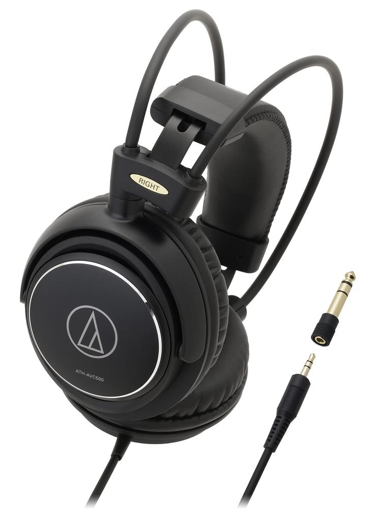 Audio-Technica ATH-AVC500 Wired Headphones, 3m Cable, 6.3mm Standard3.5mm Mini Connection, Black