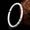 Zuyin 999 Round Stick Full of Blessings Carved Bracelet with Opening Vintage Chinese Style Pure Silver Bracelet, Simple and Fashionable Gift