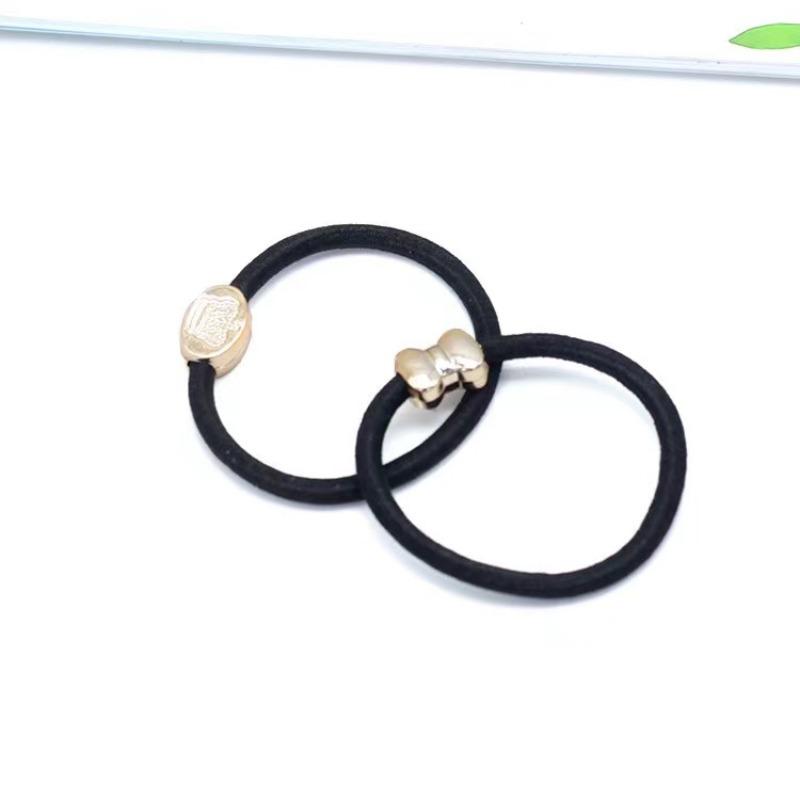 Набор корейских золотых бусин, черная эластичная резинка для волос, резинка для волос, повязка на голову, аксессуары для волос оптом