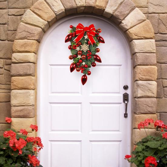 Рождественский венок на дверь, изысканный шар, бант, декор, гирлянда, подвесной венок на входную дверь для праздничного декора