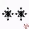 Серьги-гвоздики из стерлингового серебра S925 со звездами, черный циркон, крутые серьги в готическом стиле, изысканные серьги
