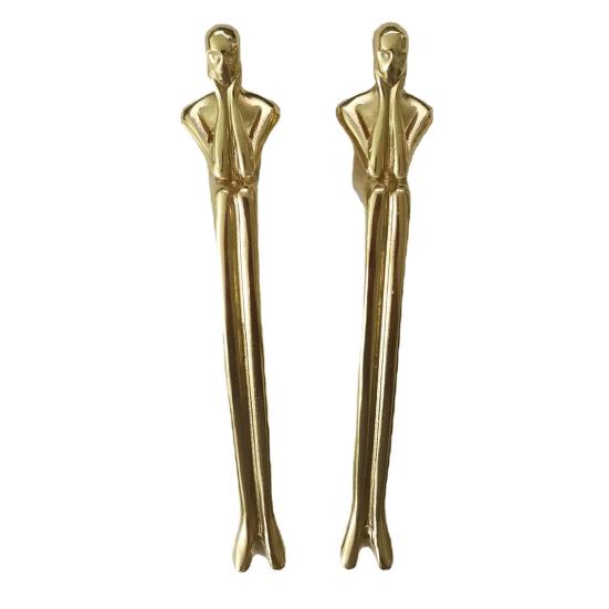 Door Handle Thinker-shaped High Hardness Fine Polishing Brass Drawer Cupboard Door Pull Handle for Home