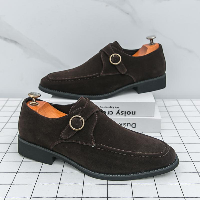 Лоферы с ремешком-монком Новая мужская обувь с острым носком, черная, коричневая, фиолетовая, кожаная, дизайнерская, формальная, свадебная, для выпускного вечера, для вечера встречи выпускников