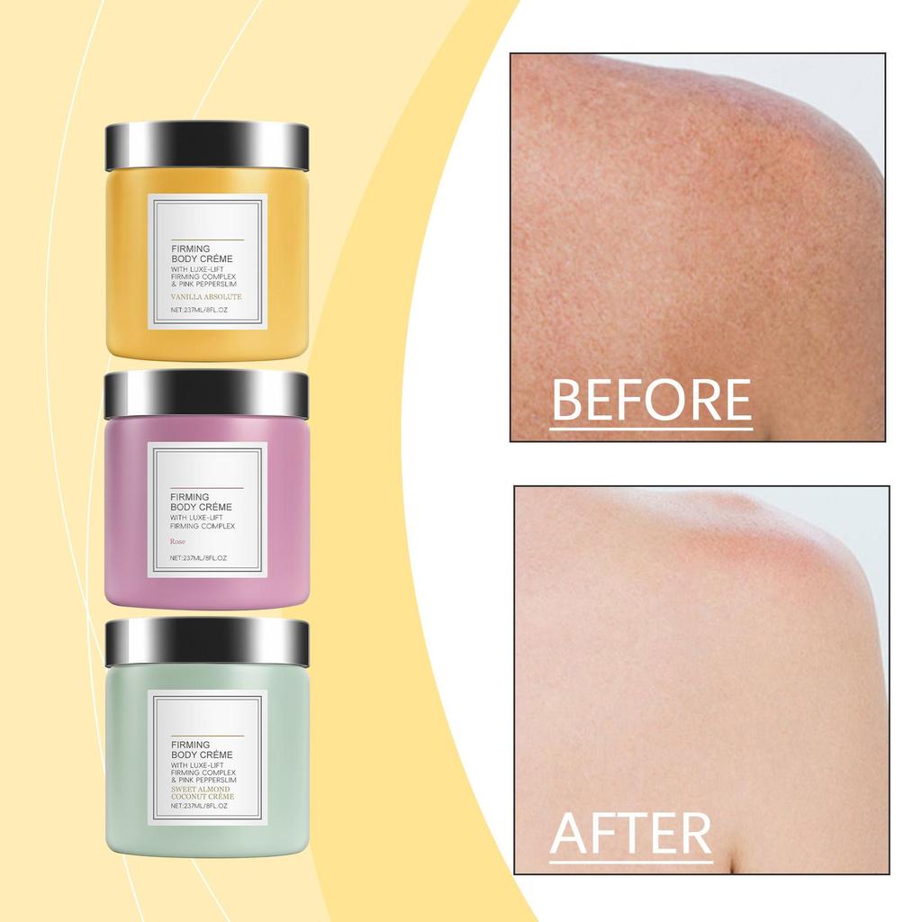 Floral Body Cream Gentle Hydration, Lightweight & Non-Greasy Rose/Vanilla/Sweet Almond Coconut Scent 237ml