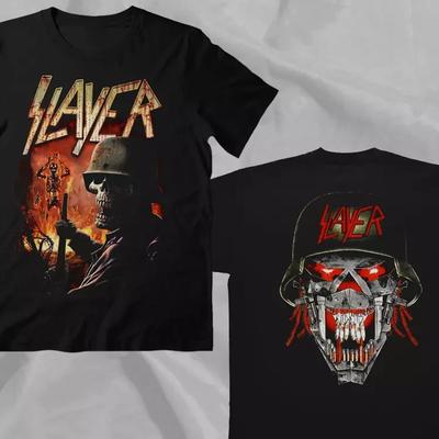Футболка SLAYER Band Soldier Black Retro 90-х годов с двусторонним принтом