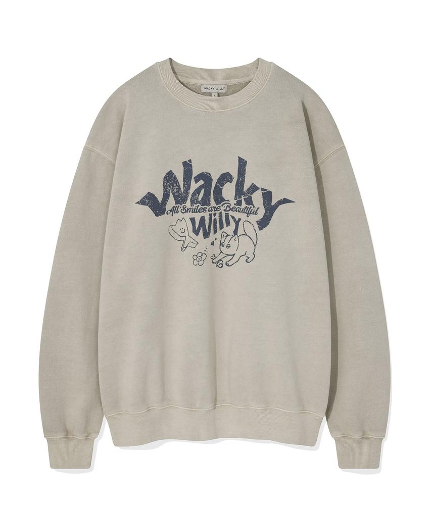 WACKY WILLY Kiki Leo Typographic Sweatshirt Ecru