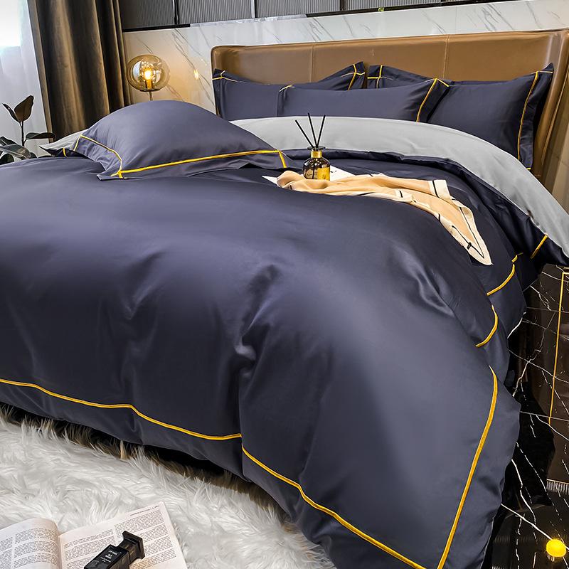 Роскошный комплект из 4 предметов из длинноволокнистого хлопка Синьцзяна: Осенне-зимние простыни, пододеяльники и постельные принадлежности