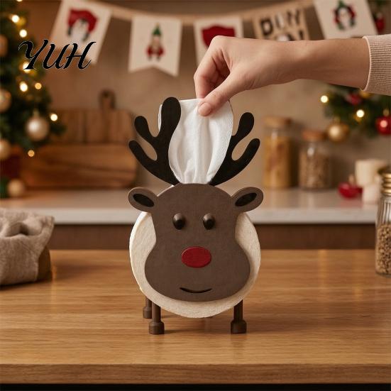 Countertop Napkin Storage Reindeer Paper Towel Holder, 3D Printed Standing Tissue Dispenser, Retro Desktop Organizer Style Decorative Roll Stand