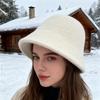 Fisherman Hat Adjustable Wool Winter Warm Hat Women Casual Bucket Hat with Wide Brim Versatile Accessory
