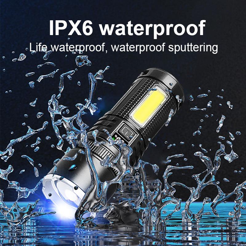 2024 New White Laser Flashlight Built-in Battery Rechargeable Torch Waterproof Outdoor Light Camping Lantern