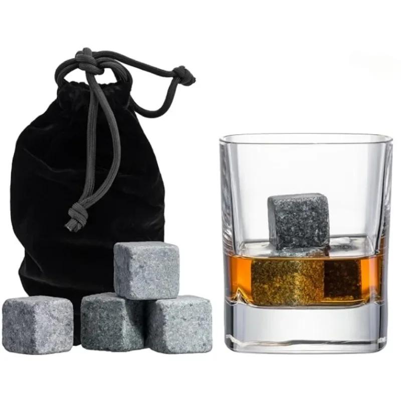 New Natural Granite Whiskey Stones Sipping Ice Cube Whisky Stone Wine Rocks Cooler Wedding Gift Favor Christmas Bar Accessories