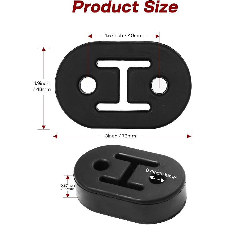 Exhaust Hanger Rubber 2 Holes, Universal Adjustable Exhaust Insulator Muffler Hanger Automotive Replacement Muffler Bracket Mount Hangers with 2