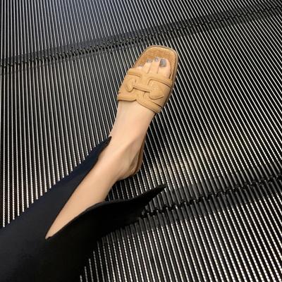 Туфли для тура по острову Чеджу, соломенные, с плоской подошвой, квадратной головкой, толстым каблуком, односложные тапочки для отпуска