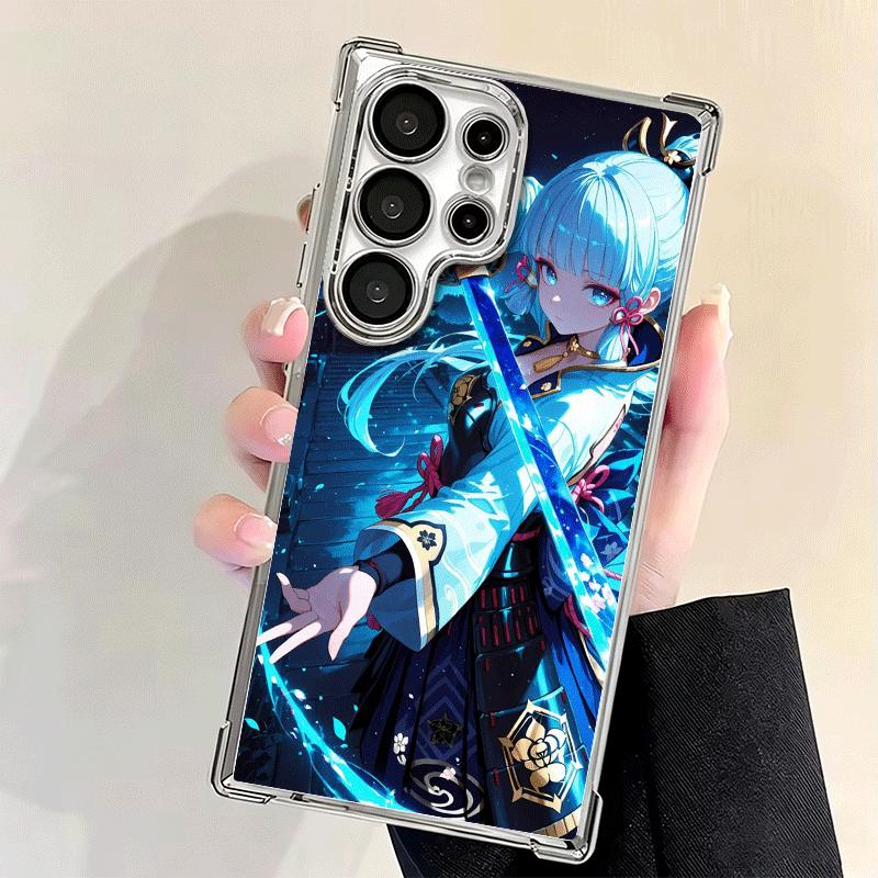 Genshin Impact Kamisato Ayaka Plating Phone Case For Samsung Galaxy S24 S25 FE S26 Edge S23 Ultra S22 S21 Plus S20 Anti-Fall Air