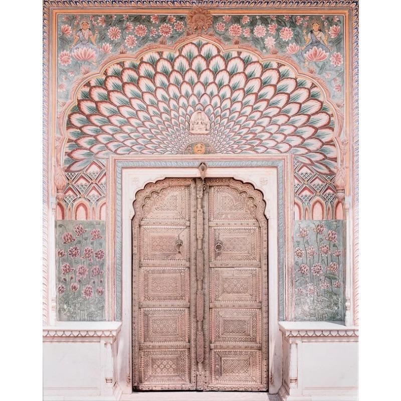 India Jaipur Lotus Gate Door Colorful Posters and Prints Canvas Printing Vintage Wall Art Picture for Living Room Home Decor