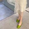 Designer Satin Mule Shoes Triangle Heel Early Spring New Style Half Slippers Women's Square Toe Sandals Slippers for Women
