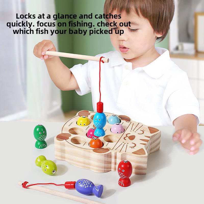 CPC Kids Магнитная игра «Рыбалка с котятами» – деревянная развивающая игрушка для тренировки концентрации