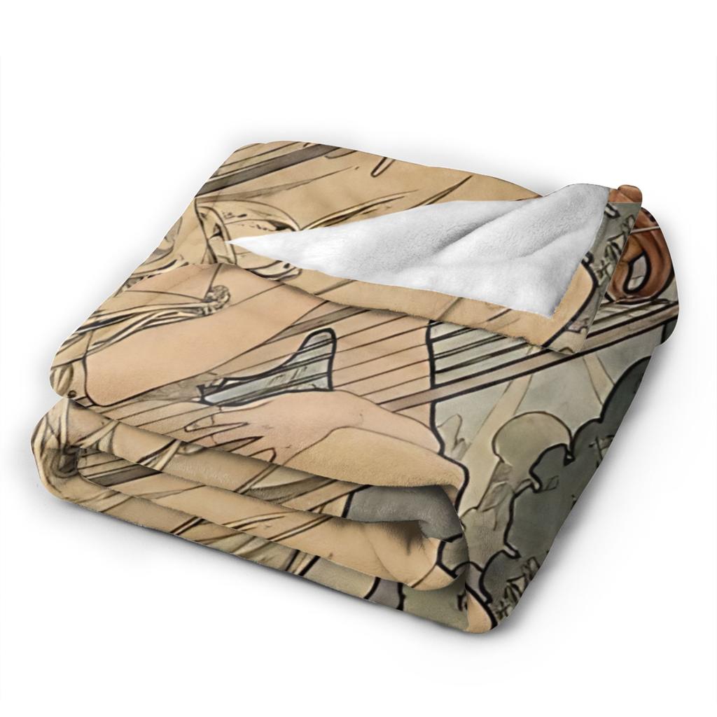 Language of Flowers Alphonse Mucha Plush Blanket Students Flannel Throw Blanket For Outdoor Soft Custom DIY Quality Bedspread