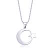 Stainless Steel Crescent Moon Star Necklace Men Women Spiritual Islamic Muslim Pendant Turkish Religious Jewelry