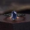 Luxury Rhombus Blue Crystal Rings for Women Retro Black Irregular Engagement Ring Jewelry Party Gifts