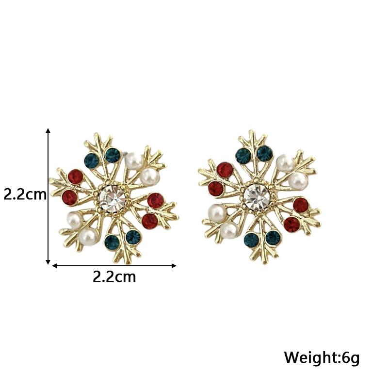 Зимние серьги-пусеты в виде снежинок для женщин, красочные акриловые кристаллы, корейская мода, маленькие серьги, рождественская вечеринка, ювелирные изделия