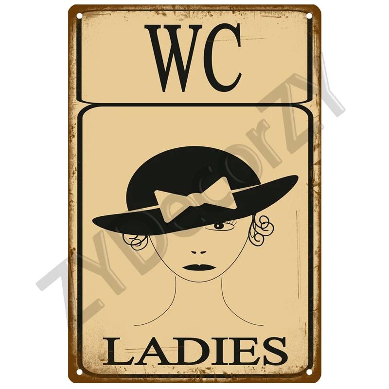 Металлический плакат-знак "WC для леди" - Туалетная табличка - Идеально для KTV, бара, магазина BBQ, ванной комнаты - Винтажный фотодекор для дома, стены паба