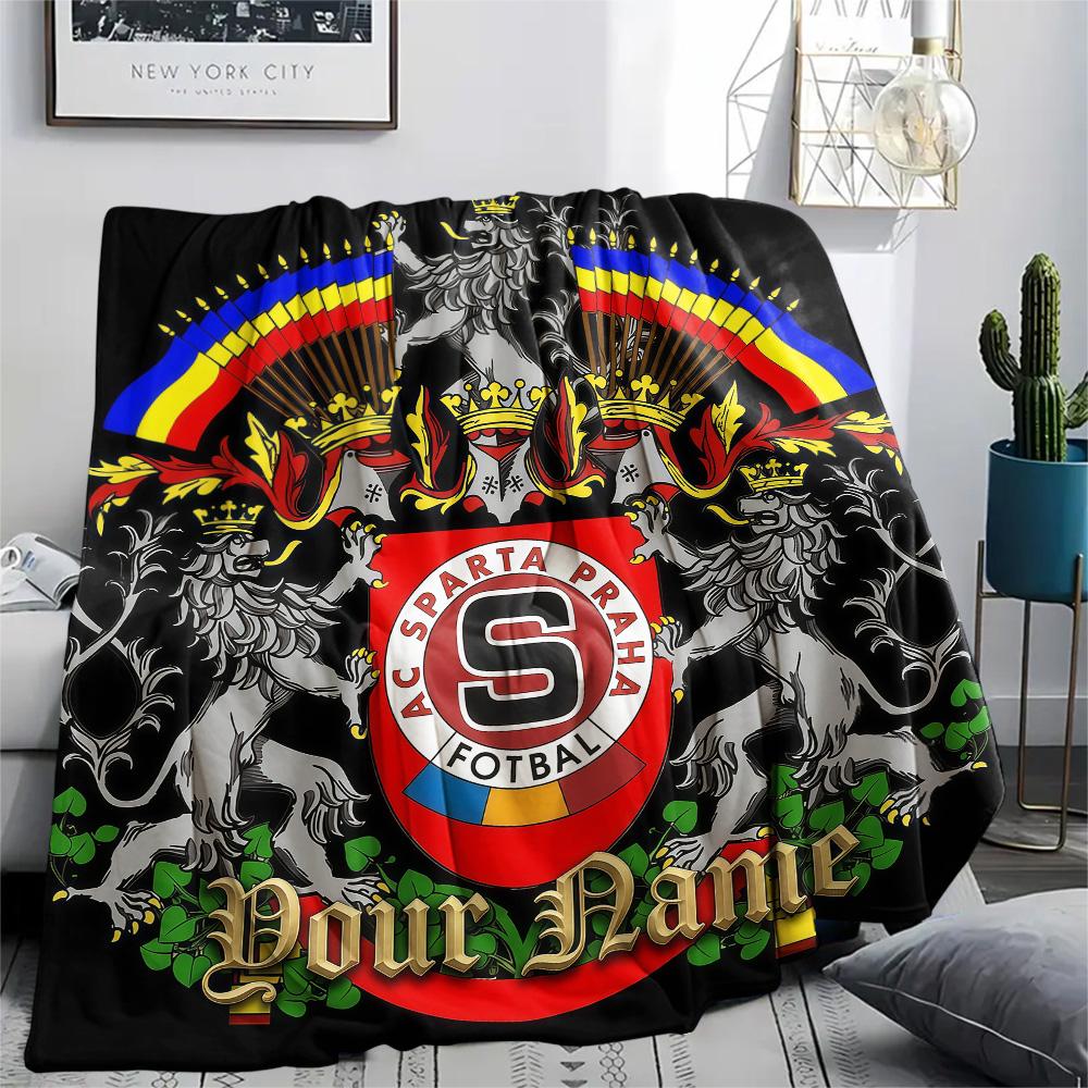 1PC Custom Name AC Sparta Praha Patterned Flannel Blanket Suitable For All Seasons for Home Decor Warmth and Comfort Gifts Holiday Present -HE9