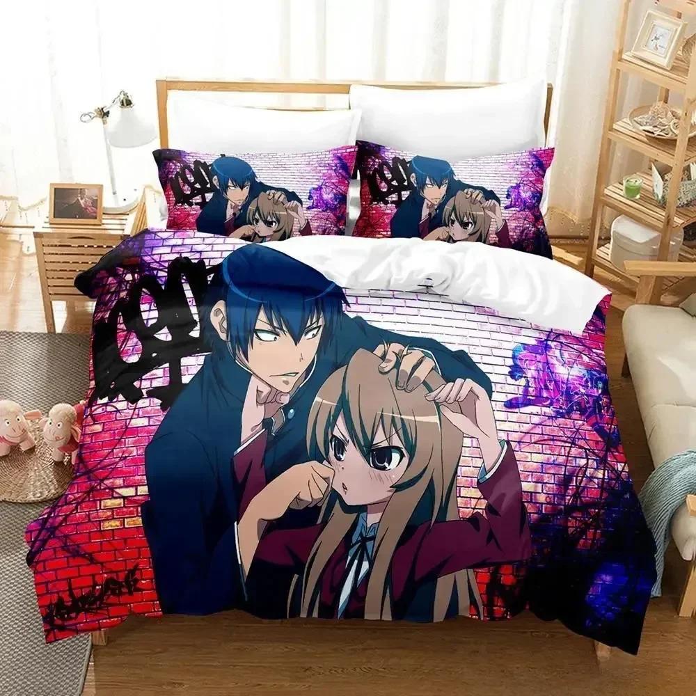 Одеяло Новый Набор Постельного Белья Toradora Мультяшное Аниме Трех peças Набор Взрослый Ребенок Спальня S 3D Кавайи Девочки Постельное Белье Двуспальное