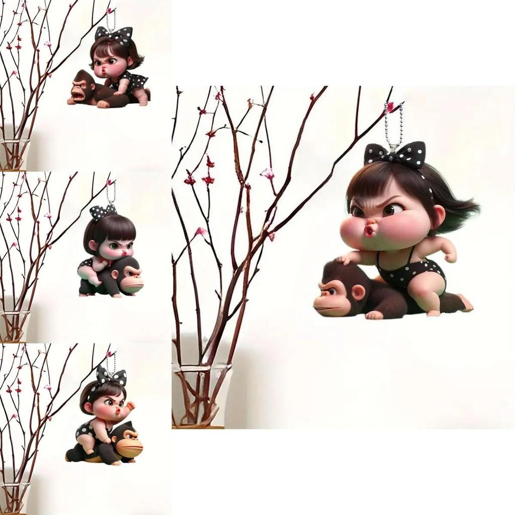Delightful Acrylic Cartoon Car Spirit Keychain Impressive Decorative Item For Anywhere You Like